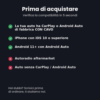 Adattatore Wireless CarPlay & Android Auto 2 in 1