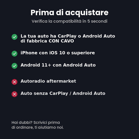 Adattatore Wireless CarPlay & Android Auto 2 in 1